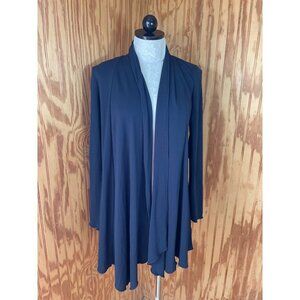 Cabi Waterfall Shawl Cardigan Open‎ Front Long Sleeve Navy Blue Knit Size S